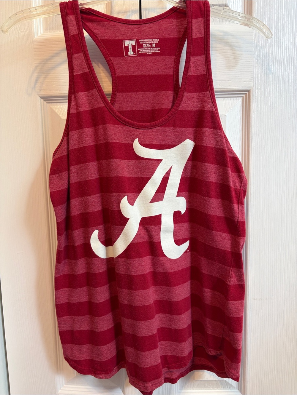 University of Alabama Script A Striped Tank Top - Crimson & White